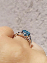 Load image into Gallery viewer, Blue Topaz Cushion-Cut Estate Ring - 10K White Gold