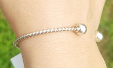 Load image into Gallery viewer, Cape Cod Twist Cuff Bangle with 2 Beads - Sterling Silver