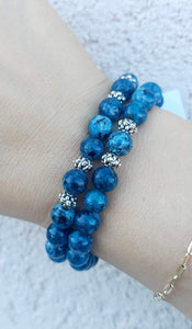 Blue Agate Beaded Bracelet - Elena Michele