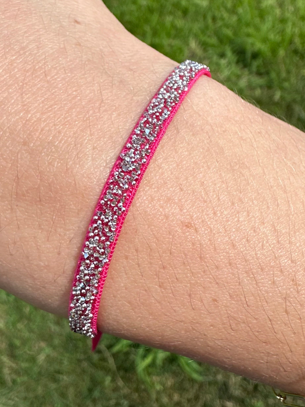 Dazzle Mini Stretch Satin Bracelet - Hot Pink