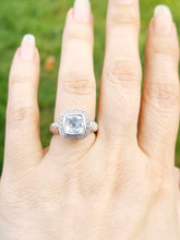 Load image into Gallery viewer, Aqua Ring with Halo and Rope Details - Sterling Silver