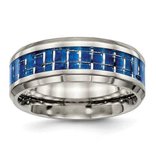 Load image into Gallery viewer, Men’s Chisel Titanium Polished with Blue Ring