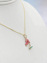 Load image into Gallery viewer, Cable Chain with Enameled Flamingo Charm - 14K Gold