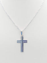 Load image into Gallery viewer, Outlined Flat Cross Necklace - Sterling Silver