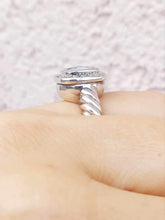 Load image into Gallery viewer, Aqua Ring with Halo and Rope Details - Sterling Silver