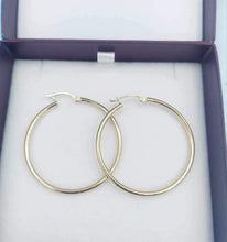 Load image into Gallery viewer, 1.5” Thin Polished Hoops - 14K Yellow Gold