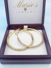 Load image into Gallery viewer, Omega Back Pave Hoop - Gold Tone