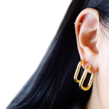 Load image into Gallery viewer, Thick Rectangle Hoop Earrings