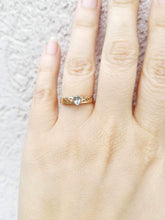 Load image into Gallery viewer, Aqua &amp; Filigree Delicate Ring - 10K Yellow Gold