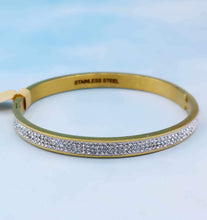 Load image into Gallery viewer, Crystal Bangle - Gold Plated Stainless Steel