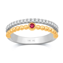 Load image into Gallery viewer, Beaded Ruby and Diamond Band - 14K Gold