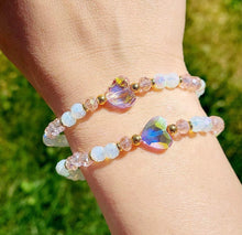 Load image into Gallery viewer, 8 Inch Heart Opal &amp; Pink Beaded Bracelet - Stash