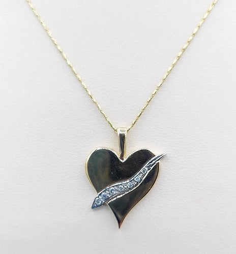 Solid Gold Diamond Heart Necklace - 14K