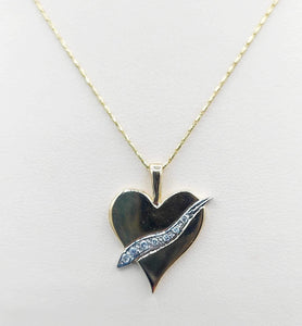 Solid Gold Diamond Heart Necklace - 14K