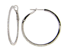 Load image into Gallery viewer, 30mm Diamond Hoop Earring - 14K White Gold
