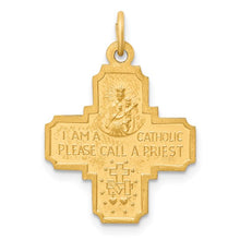 Load image into Gallery viewer, Four Way Religious Cross - Polished and Satin 14K Gold