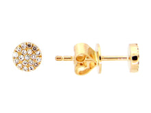 Load image into Gallery viewer, Glittering Petite Diamond Disc Stud Earrings - 14K Gold