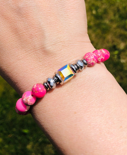 Pink Crystal Cube Bracelet- Stash