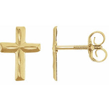 Load image into Gallery viewer, 14K Yellow Youth Cross Earrings