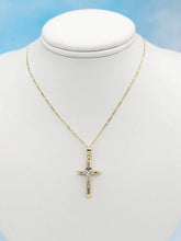 Load image into Gallery viewer, Gold Baby Figaro Chain with Crucifix - 14K Gold