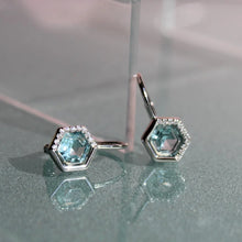 Load image into Gallery viewer, Stardust Aquamarine Leverback Earrings - Chloe and Lois