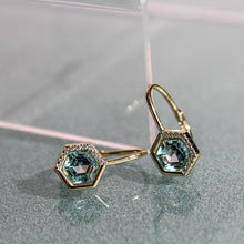 Load image into Gallery viewer, Stardust Aquamarine Leverback Earrings - Chloe and Lois