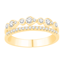 Load image into Gallery viewer, Two Row Round and Pear Shaped Diamond Band - 14K