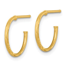Load image into Gallery viewer, 14k Polished Diamond-cut Solid C-Hoop Post Earrings