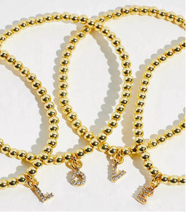 CLEAR CZ IDENTITY BRACELET GOLD - CHOOSE YOUR INITIAL