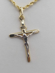 Two Tone Crucifix - 14K Gold