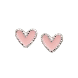 Heart Stud Earrings in Pink
