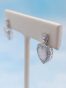 Opal CZ Heart Drops - Sterling Silver