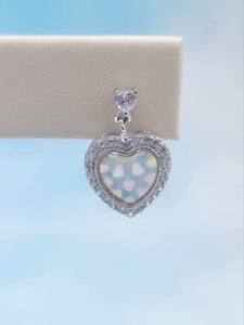 Opal CZ Heart Drops - Sterling Silver