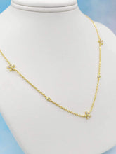 Load image into Gallery viewer, Flower CZ Choker Necklace - Gold Plated Sterling Silver