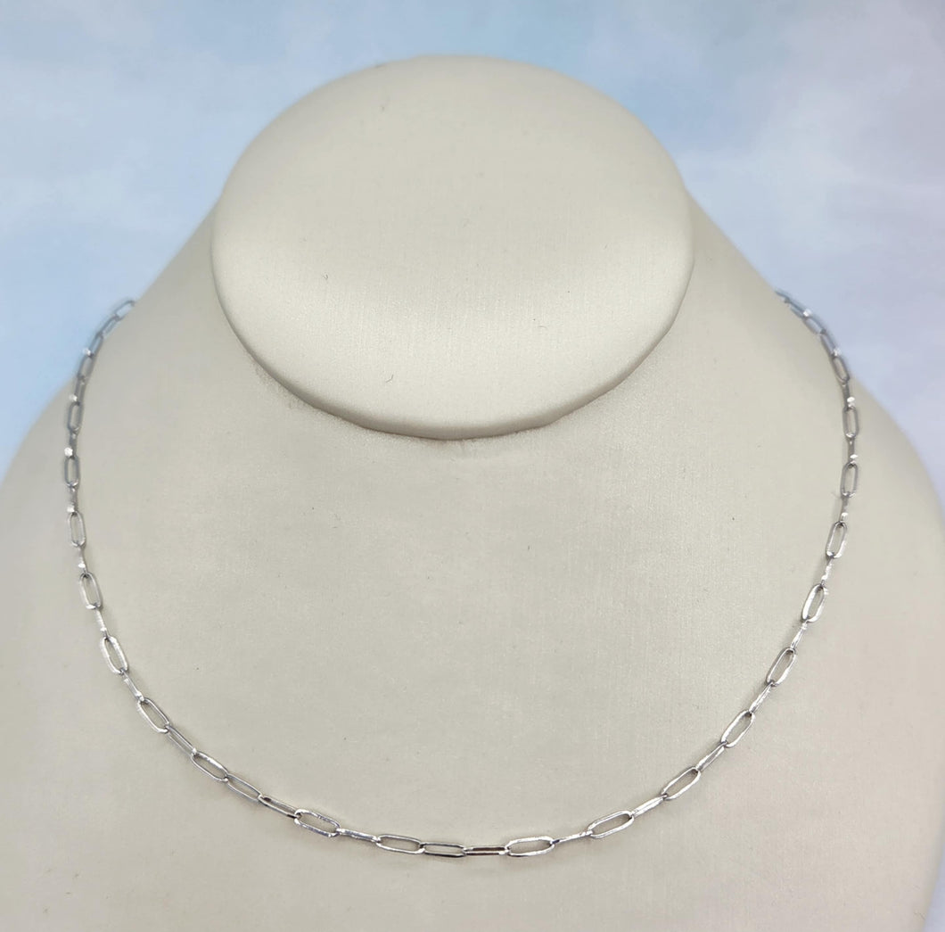 20” Paperclip Chain Necklace  14k White Gold