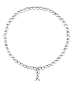 CLEAR CZ IDENTITY BRACELET SILVER - CHOOSE YOUR INITIAL