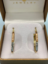 Load image into Gallery viewer, Tri Color Hoop Earrings - 14K Gold