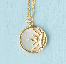 Load image into Gallery viewer, Mother of Pearl Sun Charm Dainty Pendant Necklace