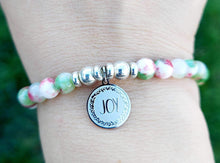 Load image into Gallery viewer, Joy Charm with Holiday Jade Beads -TJazelle HELP Charity Bracelet