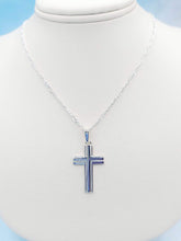 Load image into Gallery viewer, Outlined Flat Cross Necklace - Sterling Silver