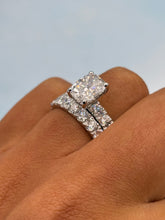 Load image into Gallery viewer, Elongated Cushion Lab Diamond Ring with Matching Band- 14K White Gold