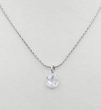 Load image into Gallery viewer, Pear Clear Faceted Quartz Drop on Silver Chain -  Sterling Silver
