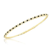 Load image into Gallery viewer, Diamond &amp; Black Onyx Flex Bangle - 14k Gold