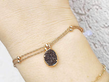 Load image into Gallery viewer, Mocha Druzy Beaded Chain Bracelet - Rose Gold Plated Sterling Silver