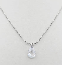 Load image into Gallery viewer, Pear Clear Faceted Quartz Drop on Silver Chain -  Sterling Silver