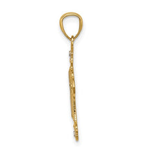 Load image into Gallery viewer, Two Tone Diamond Cut Cross with Filigree Design - 14K Yellow Gold