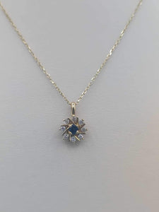 Sapphire and Diamond Estate Necklace - 14K Gold