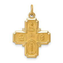 Load image into Gallery viewer, Four Way Religious Cross - Polished and Satin 14K Gold