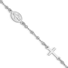 Load image into Gallery viewer, Sterling Silver Rh-plated 6.5in with 1in ext Rosary Bracelet