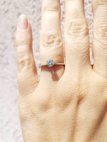 Dainty Round Brilliant Diamond Ring - 14K White Gold